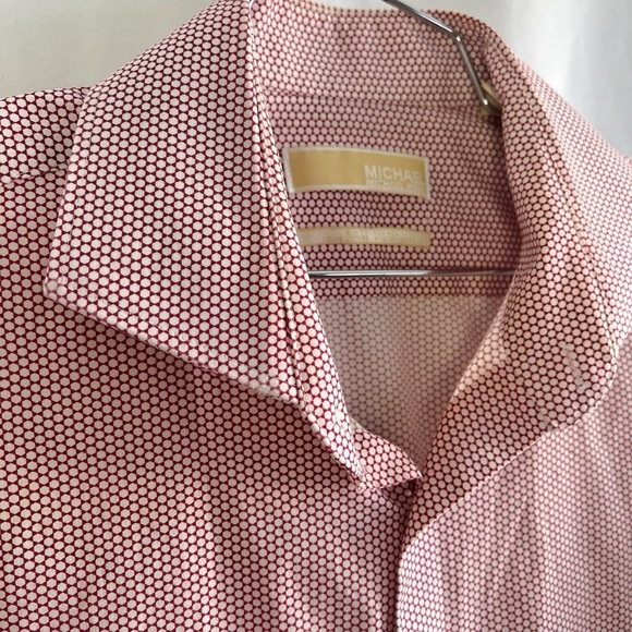 MICHEAL KORS RED WHITE DRESS SHIRT SLIM FIT  COTTON BUTTON DOWN SHIRT MEN 16 1/2 - Picture 7 of 11
